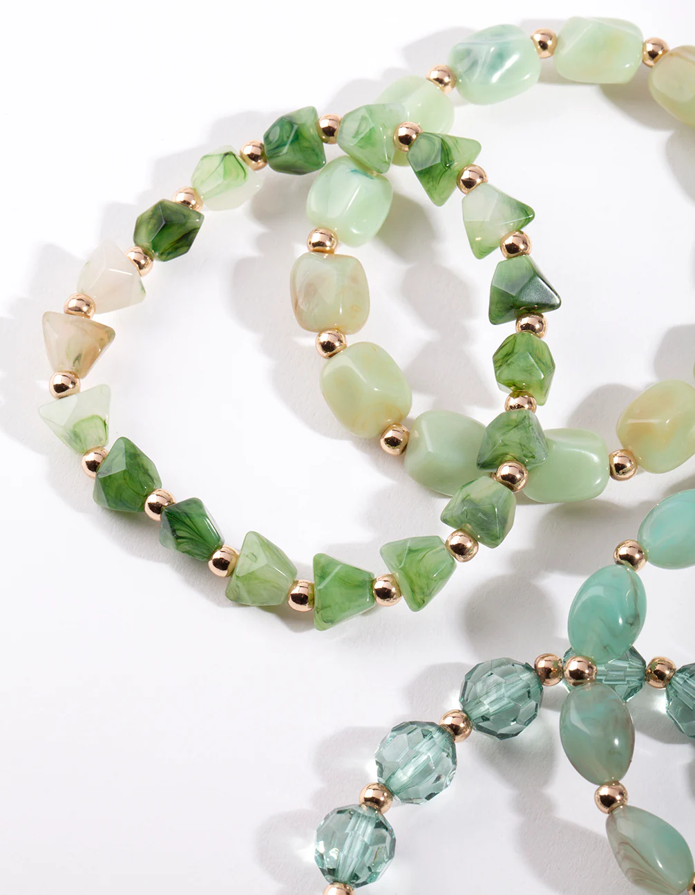 Gold Green Bead Bracelet 4-Pack - Image 2