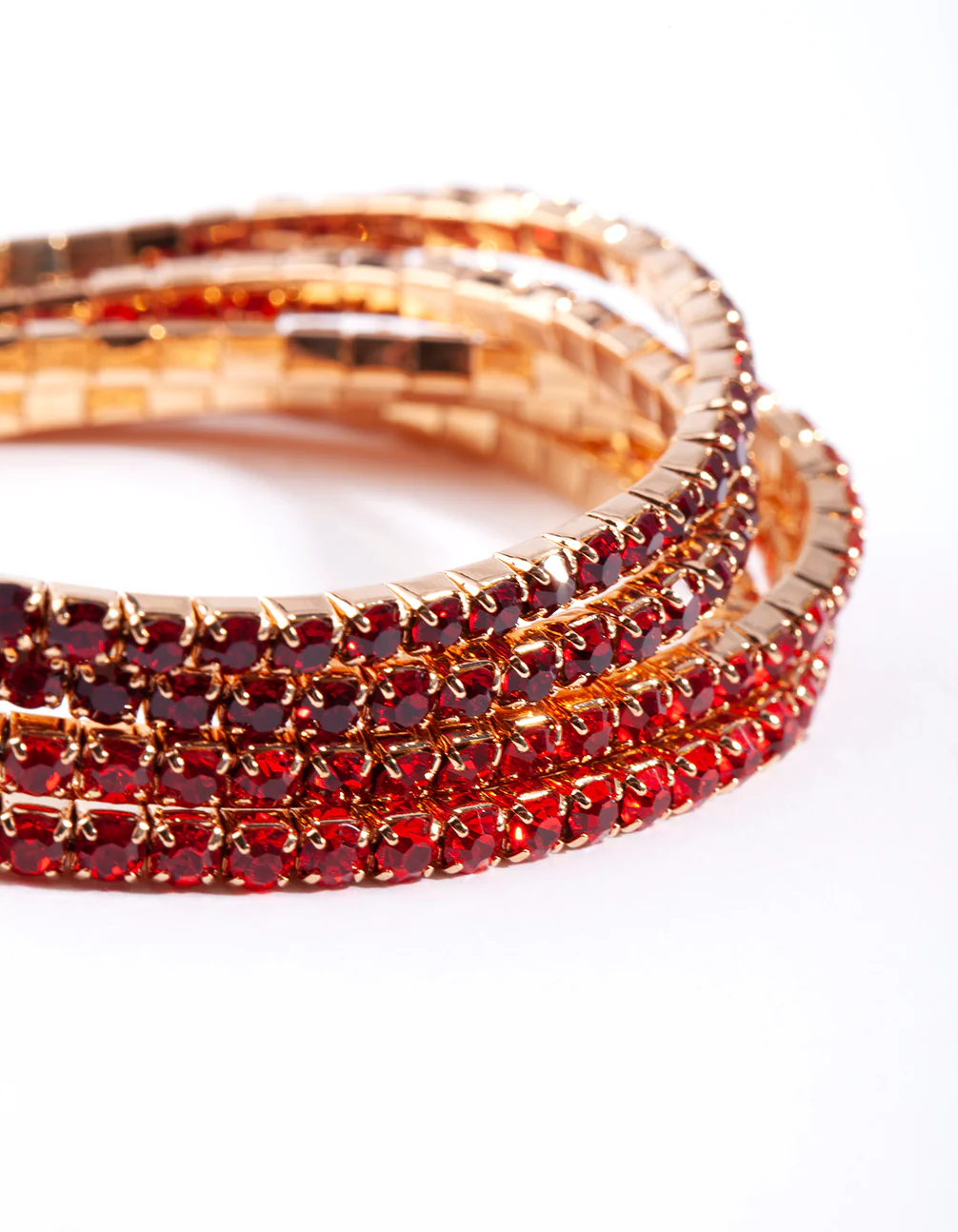 Gold Red Diamante Bracelet 5-Pack - Image 2