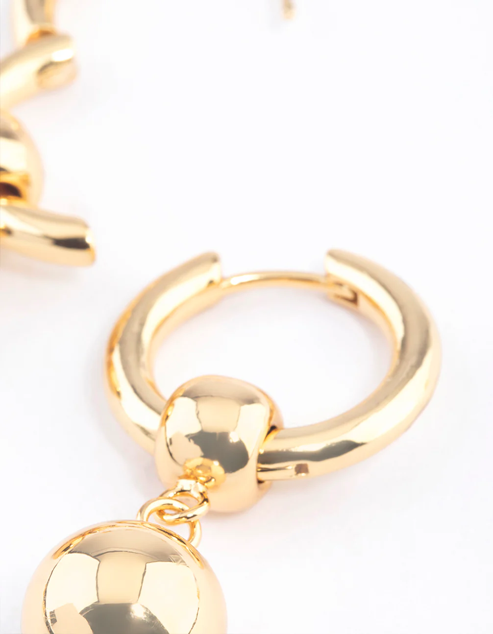Gold Plated Brass Ball Drop Huggie Earrings - Image 3