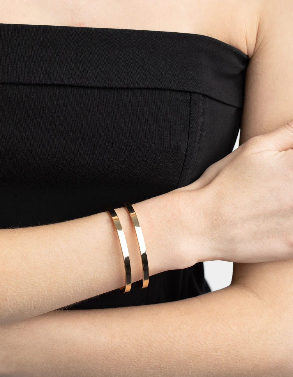 Gold Plated Smooth Cuff Bangle Bracelet - Image 2