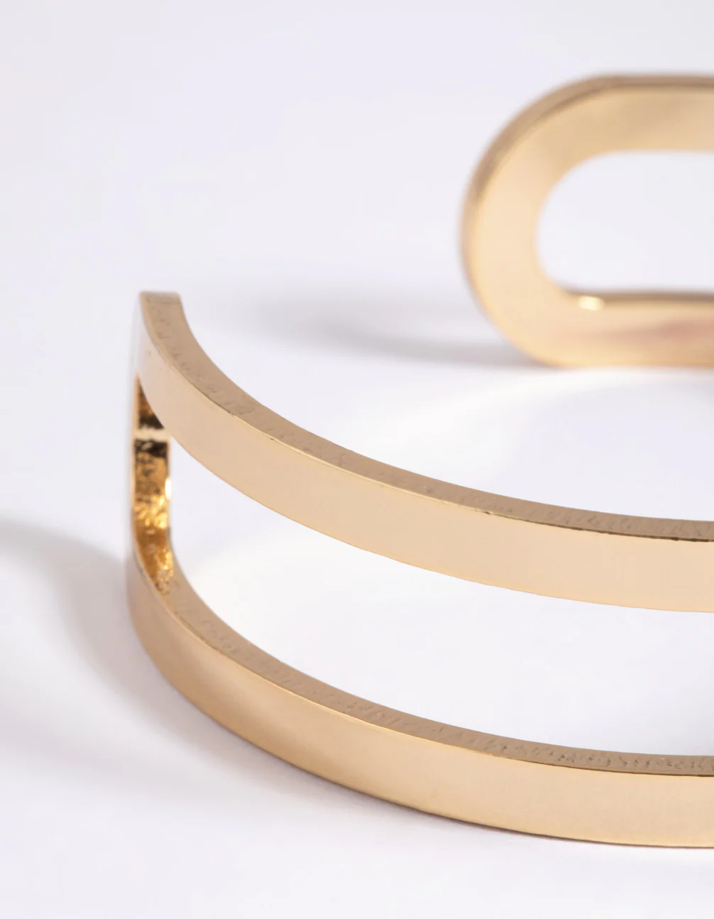 Gold Plated Smooth Cuff Bangle Bracelet - Image 4