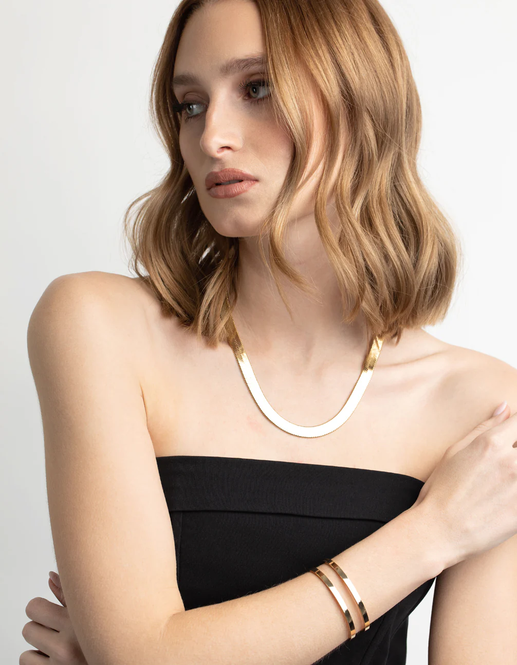 Gold Plated Smooth Cuff Bangle Bracelet - Image 5