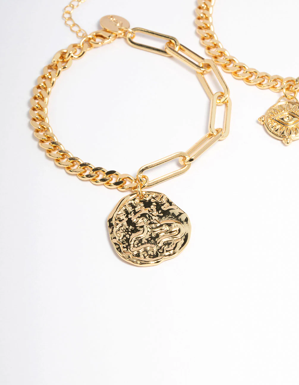 Gold Plated Brass Chain Link Disc Bracelet Pack - Image 2