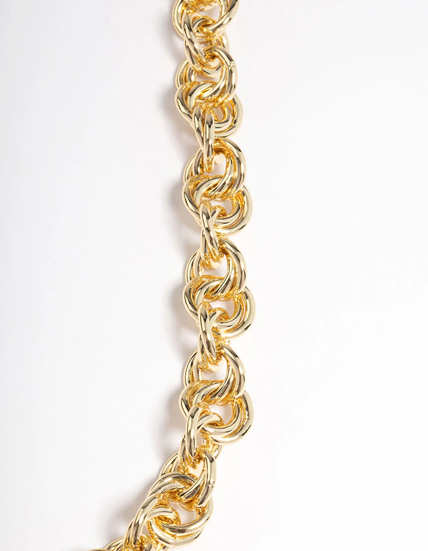 Gold Plated Brass Chain Link Necklace - Image 3