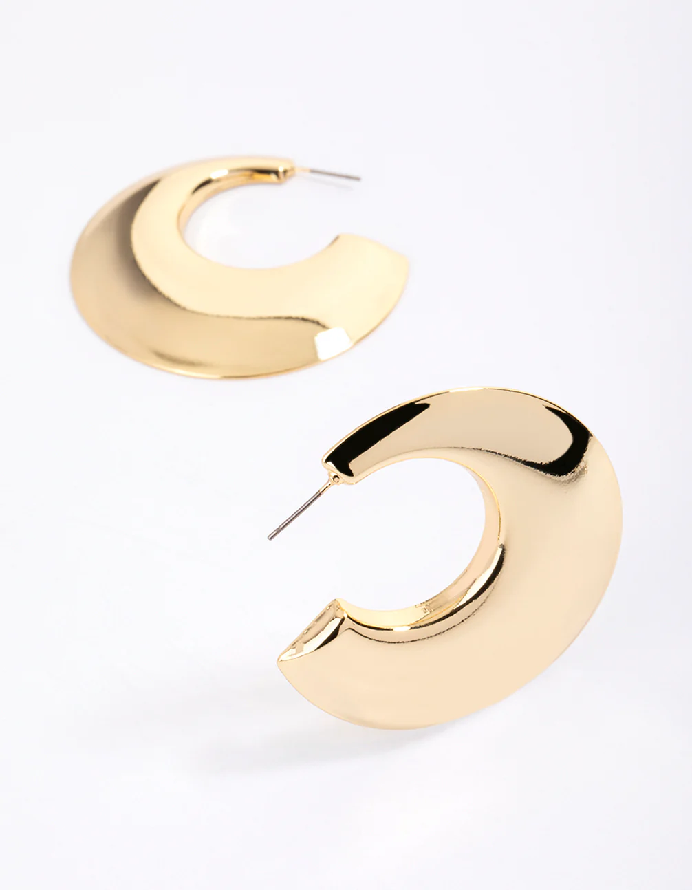 Gold Plated Brass Chubby Disc Hoop Earrings - Image 2
