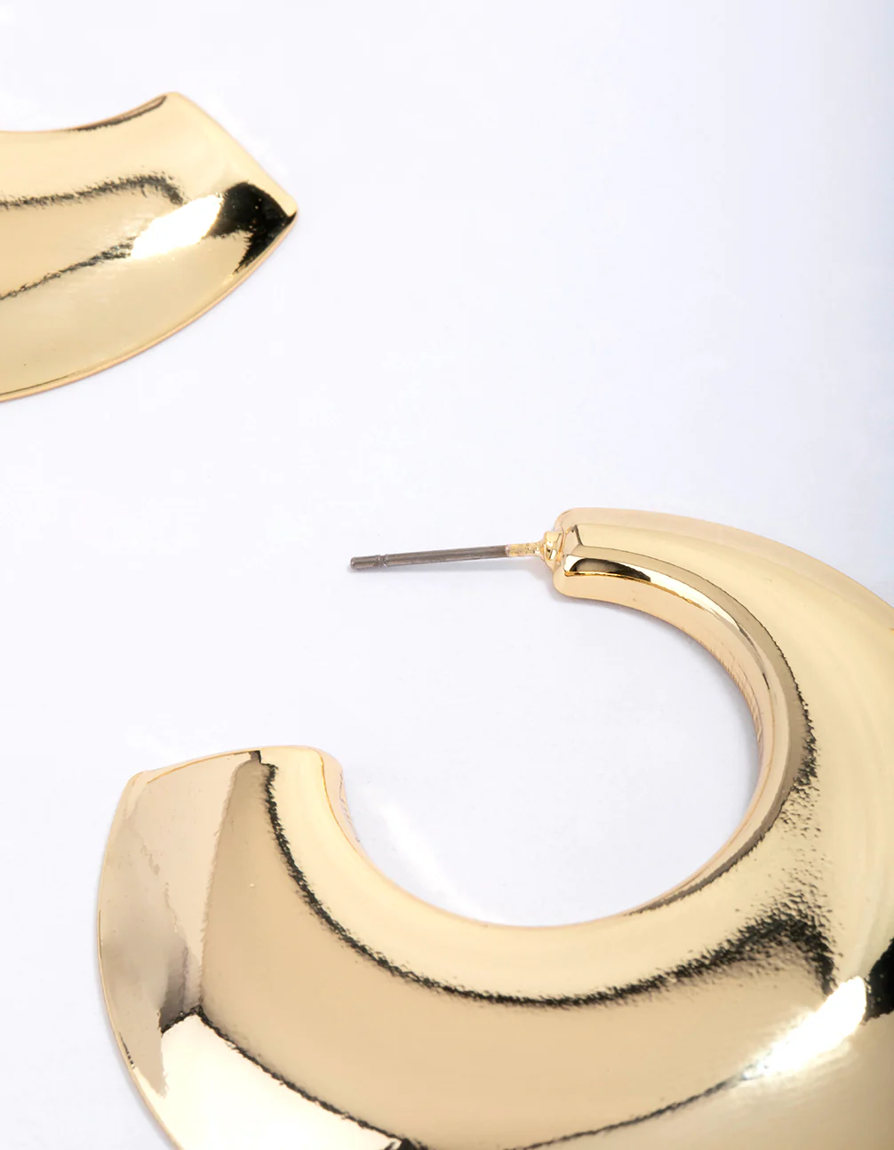 Gold Plated Brass Chubby Disc Hoop Earrings - Image 3