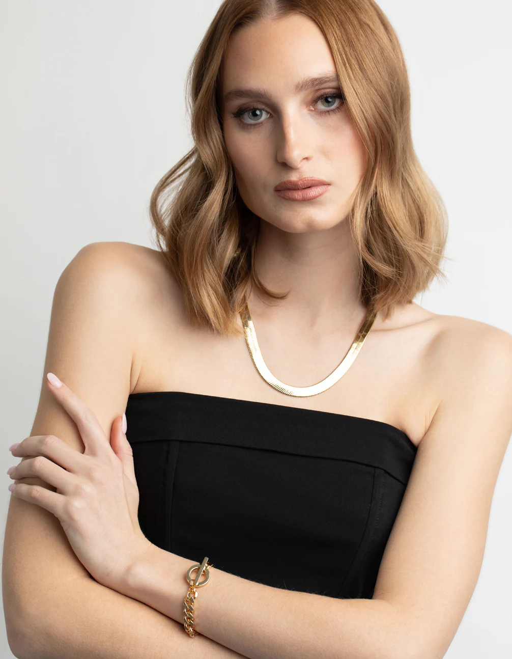Gold Plated Brass Chunky Fob Bracelet - Image 5