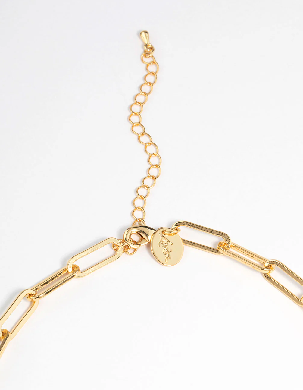 Gold Brass Coin Pendant Link Necklace - Image 3