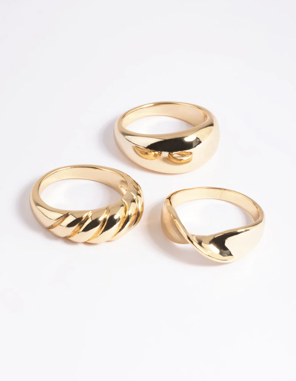 Gold Plated Brass Croissant Ring Stack Pack - Image 3