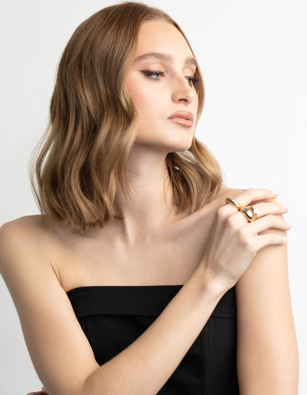 Gold Plated Brass Croissant Ring Stack Pack - Image 4