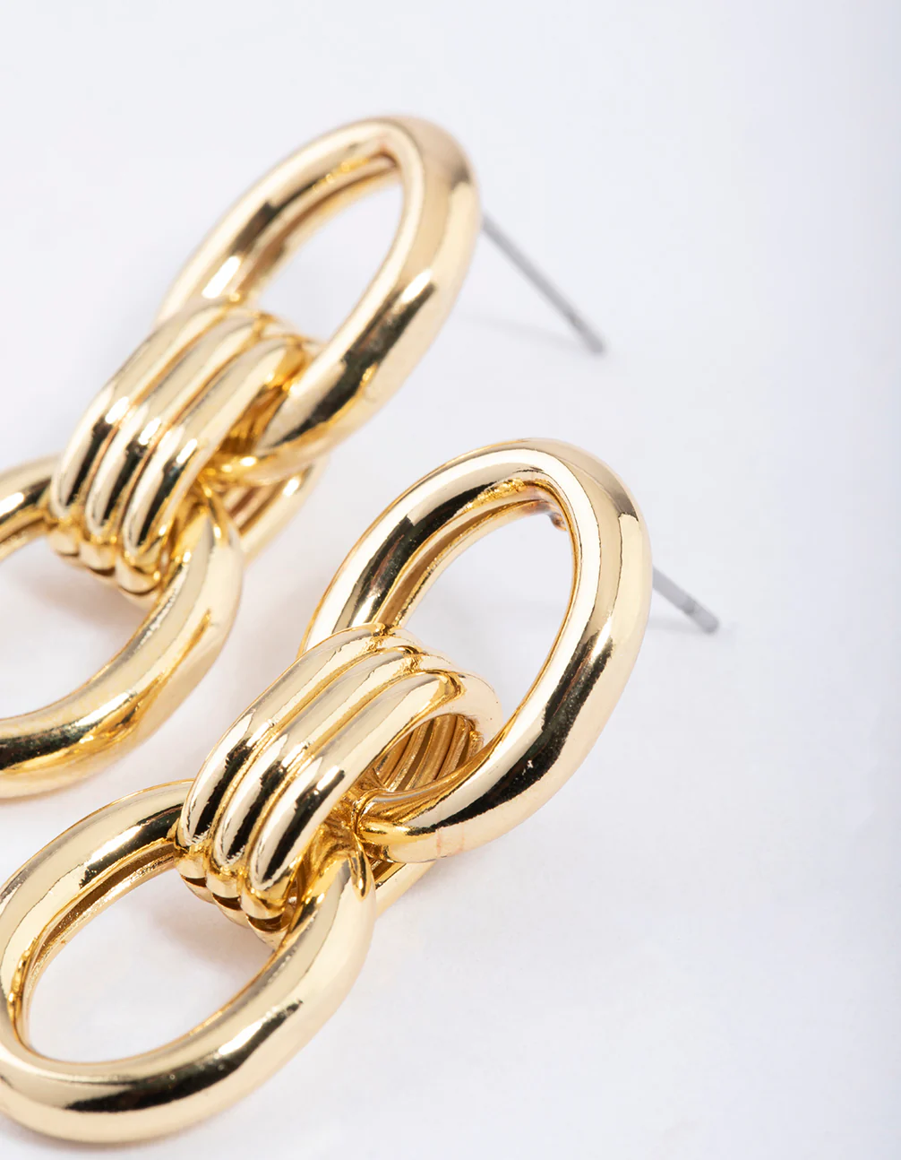 Gold Plated Brass Double Open Doorknocker Drop Earrings - Image 2