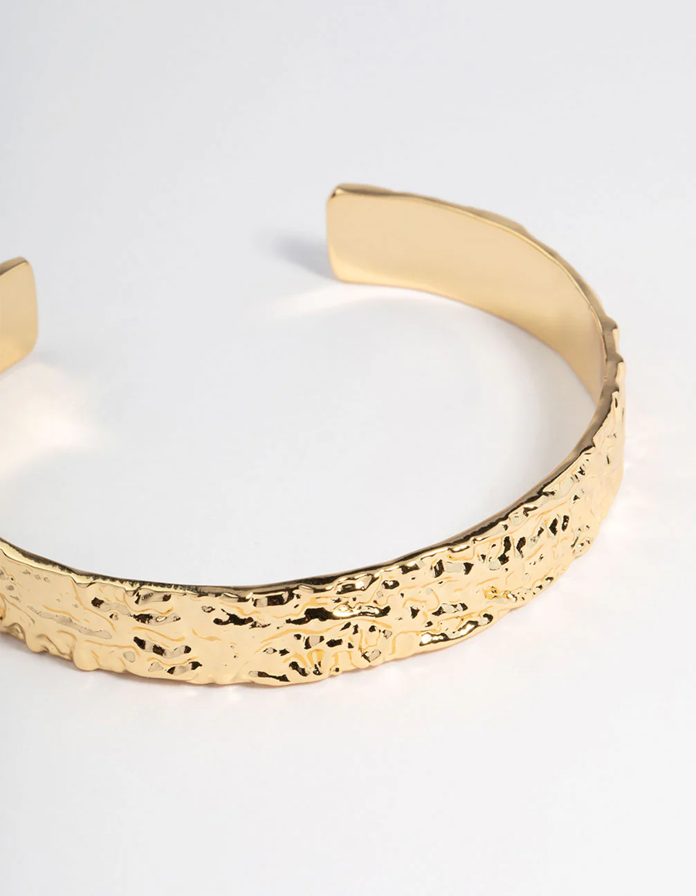 Gold Plated Brass Hammered Cuff Bracelet - Image 2