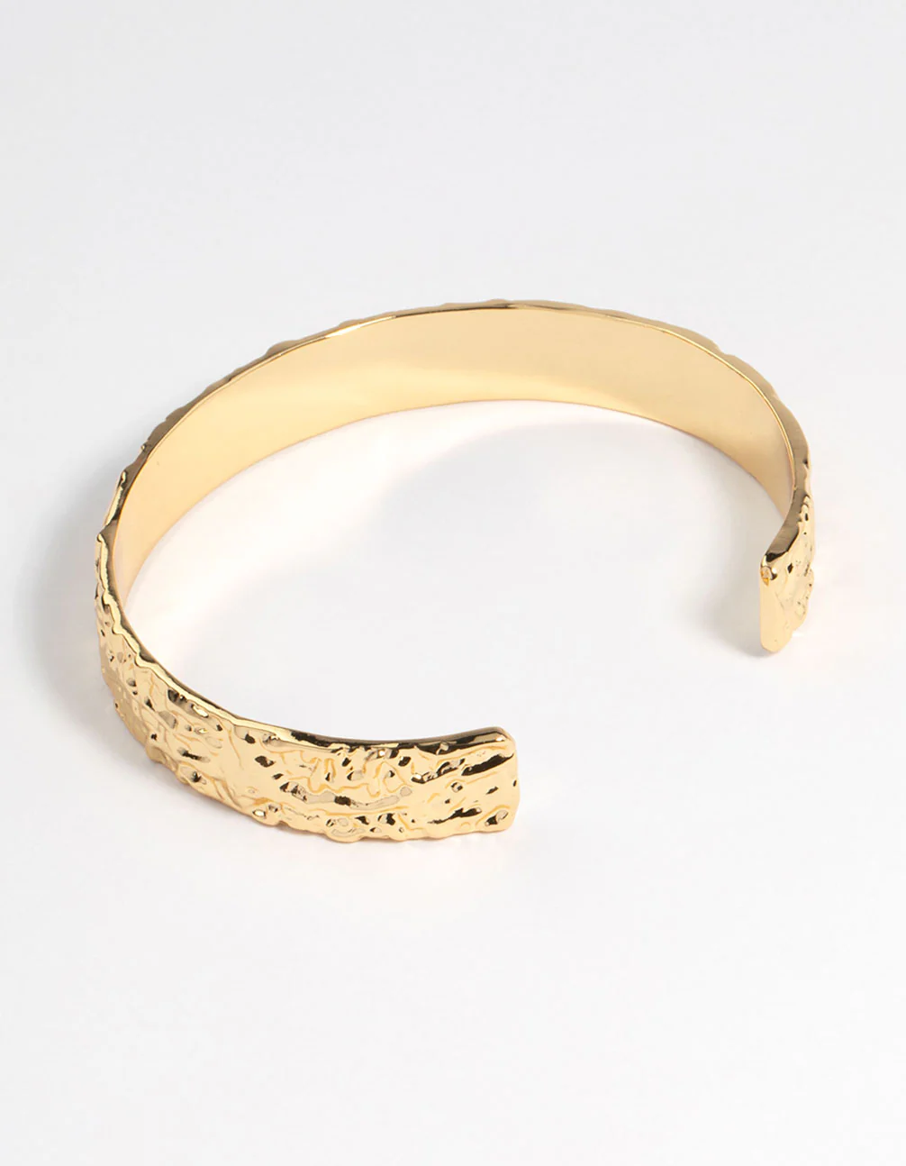 Gold Plated Brass Hammered Cuff Bracelet - Image 3