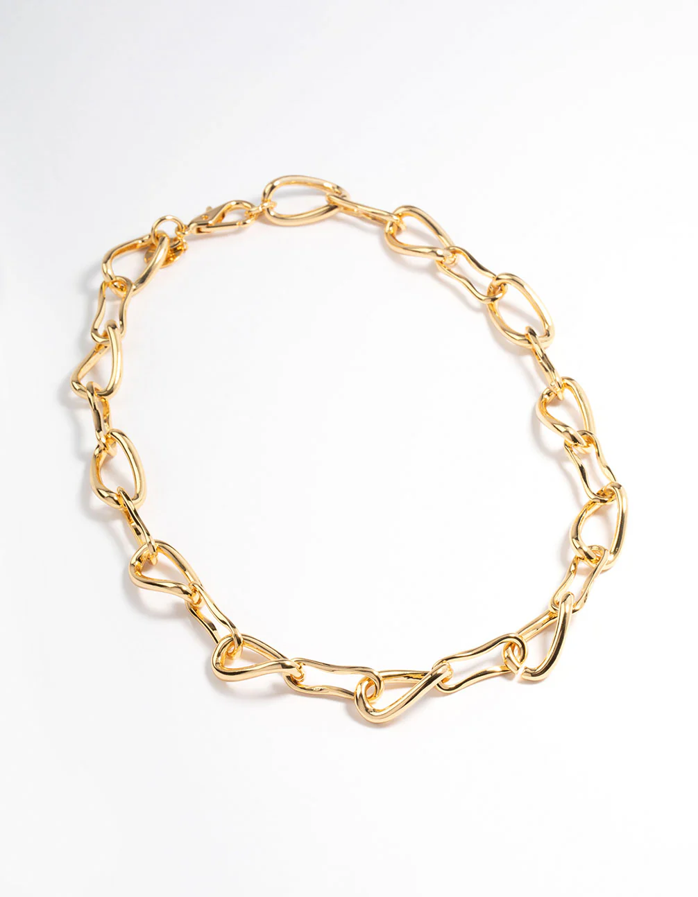 Gold Brass Irregular Link Chain Necklace - Image 2