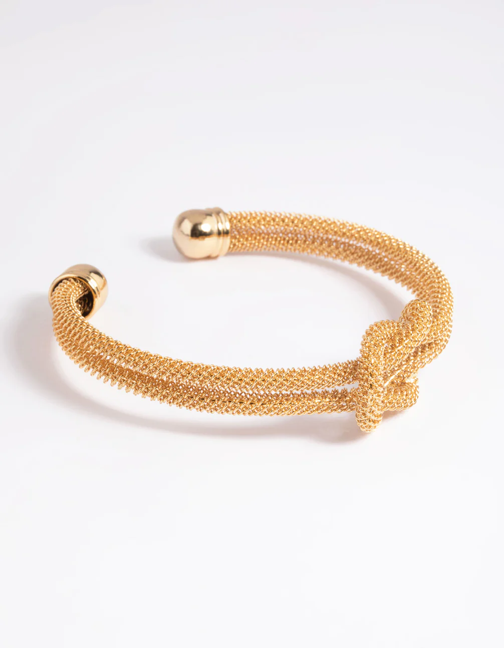 Gold Plated Knotted Cuff Bangle Bracelet - Image 2