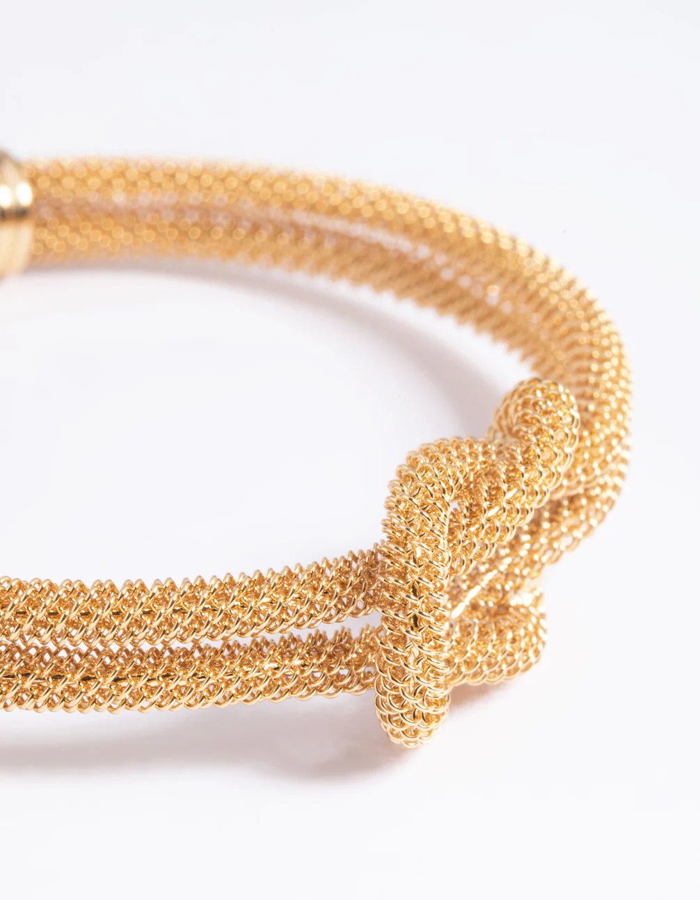 Gold Plated Knotted Cuff Bangle Bracelet - Image 3