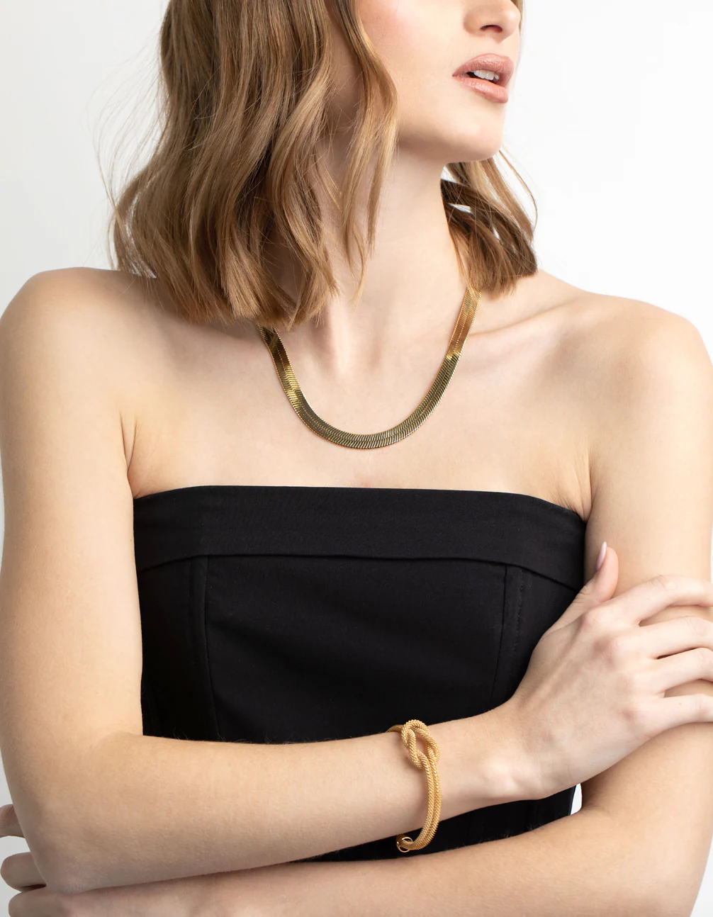 Gold Plated Knotted Cuff Bangle Bracelet - Image 5