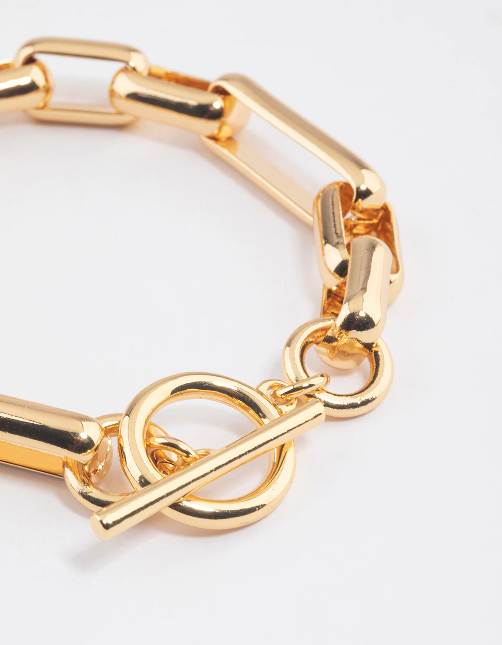 Gold Plated Brass Long Link Chain Bracelet - Image 2