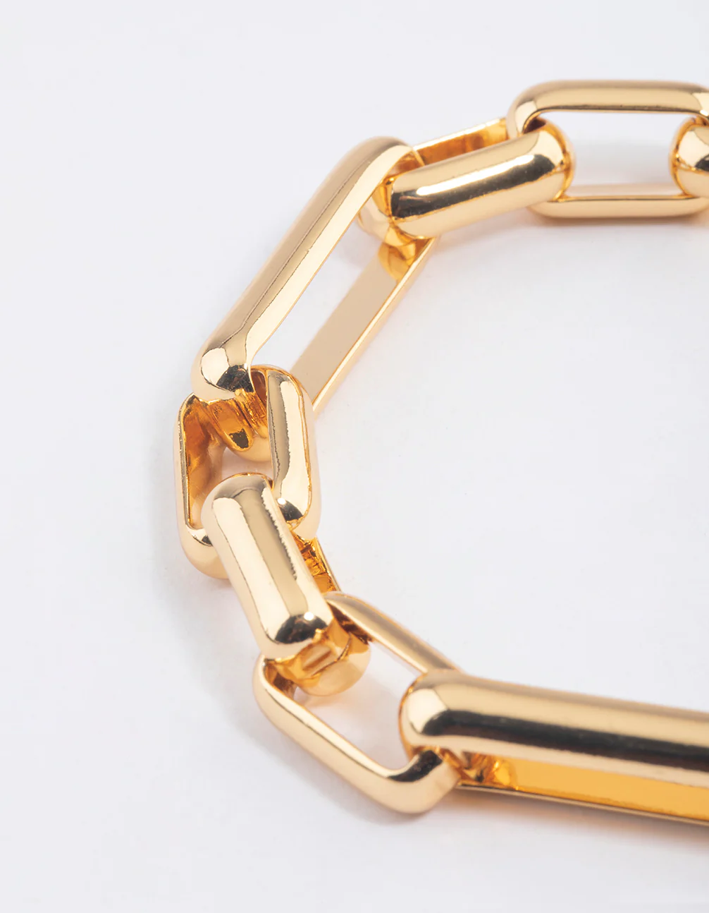 Gold Plated Brass Long Link Chain Bracelet - Image 3