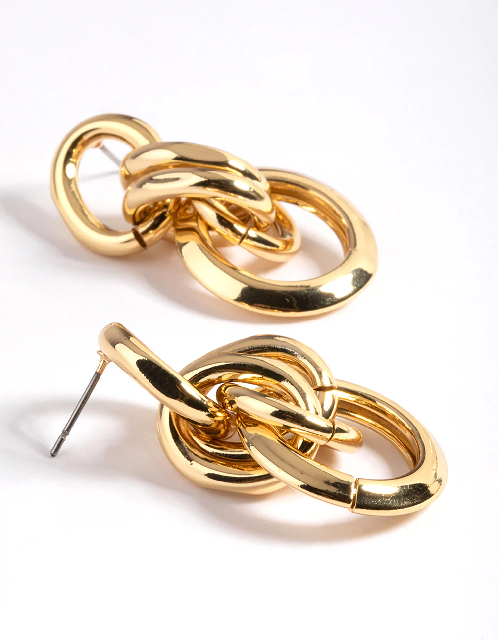 Gold Plated Brass Link Statement Earrings - Image 2