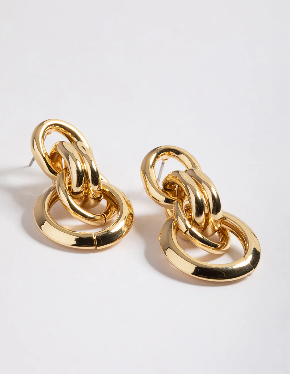 Gold Plated Brass Link Statement Earrings - Image 4