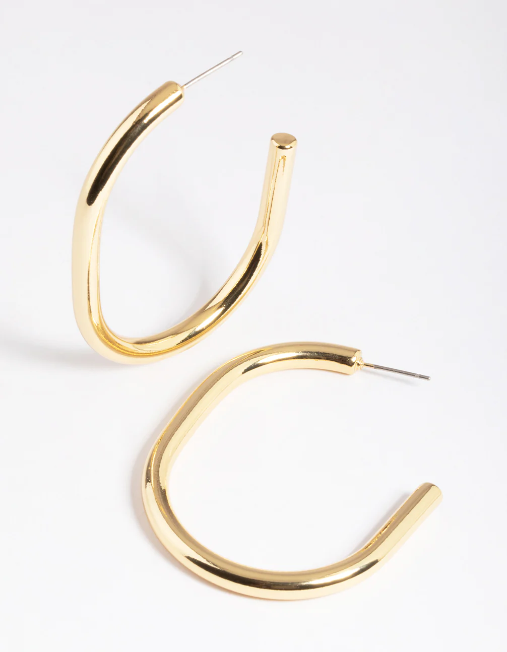 Gold Plated Brass Gold Large Oval Hoop Earrings - Image 2