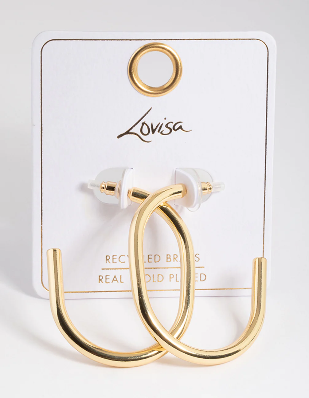 Gold Plated Brass Gold Large Oval Hoop Earrings - Image 3