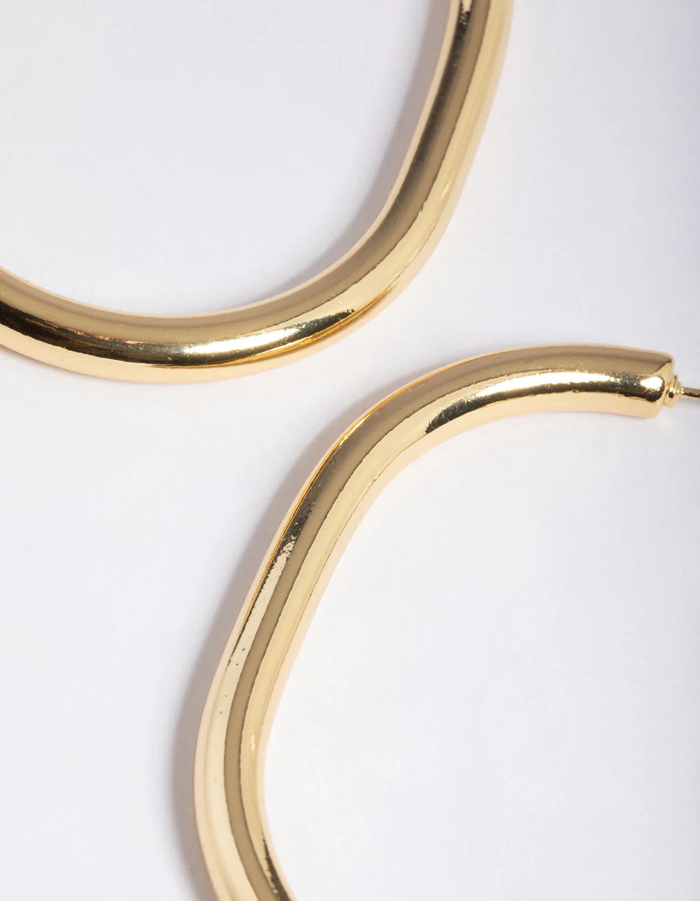 Gold Plated Brass Gold Large Oval Hoop Earrings - Image 4