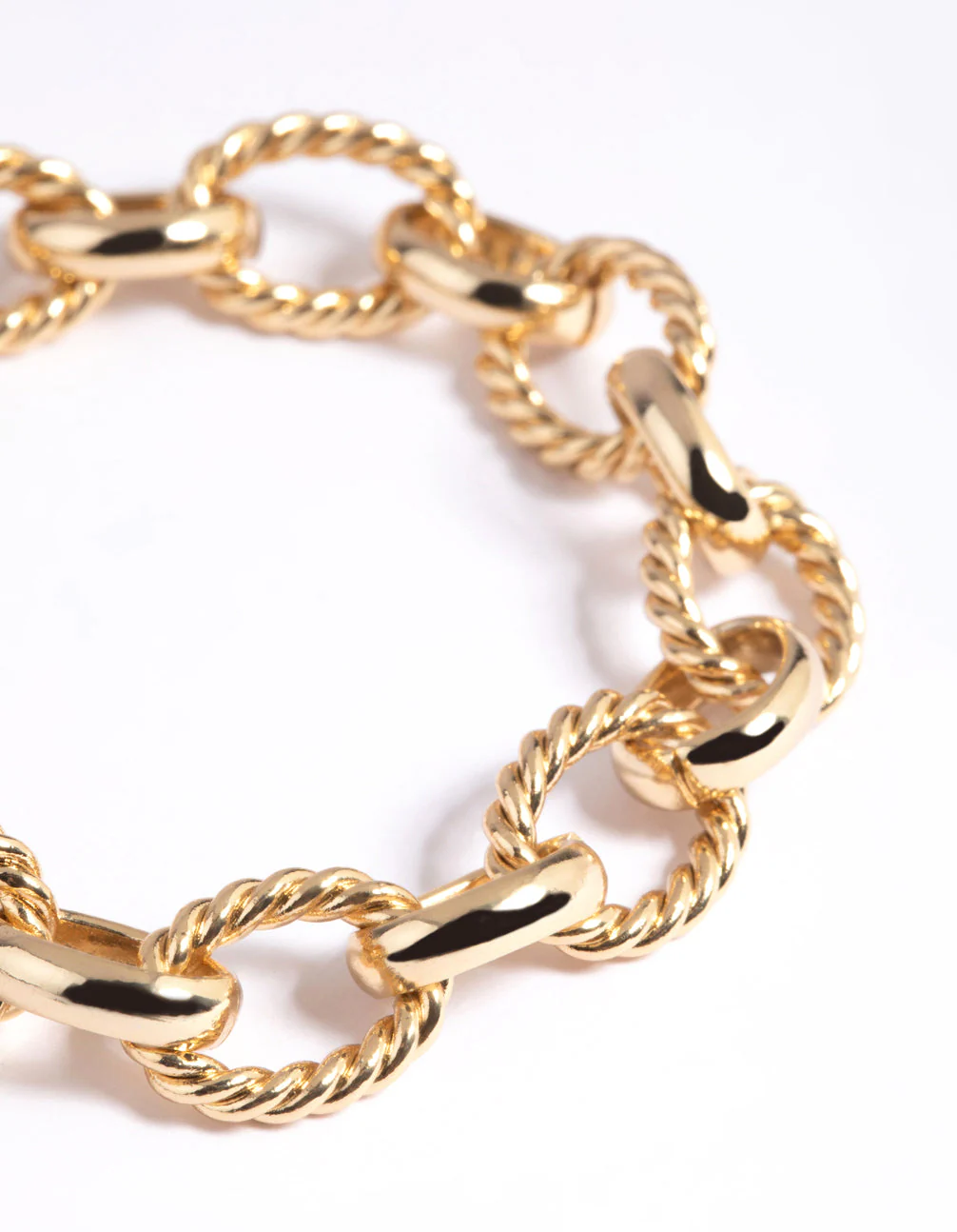 Gold Plated Oval Chain Layered Bracelet - Image 3