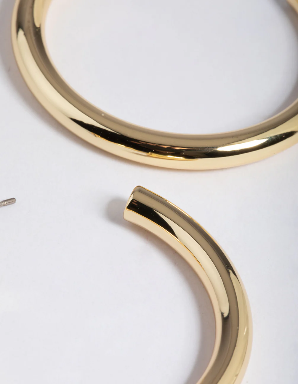 Gold Plated Brass Medium Chunky Hoop Earrings - Image 2