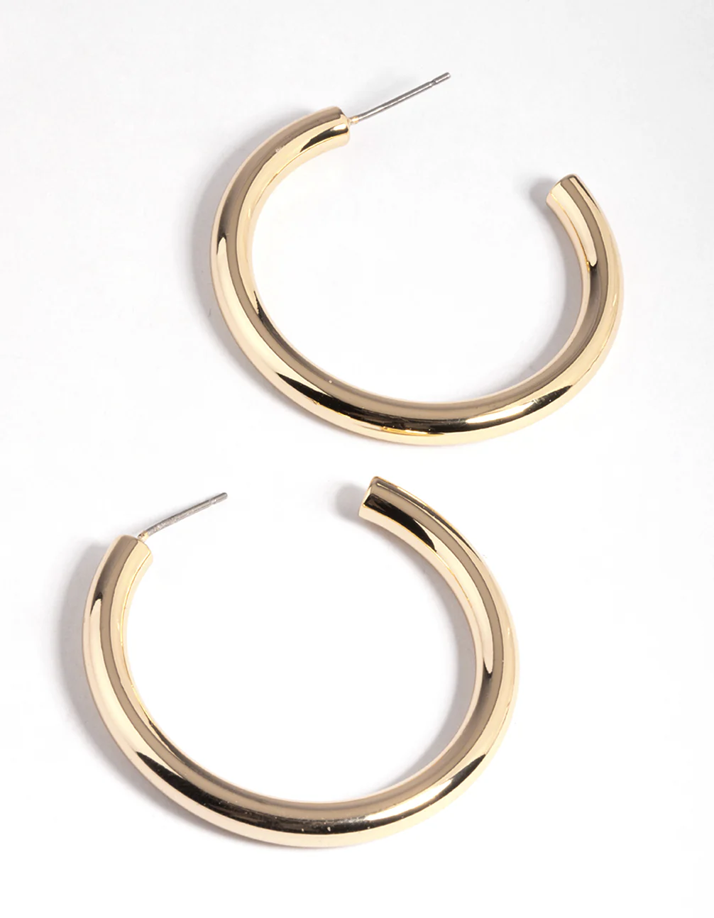 Gold Plated Brass Medium Chunky Hoop Earrings - Image 4