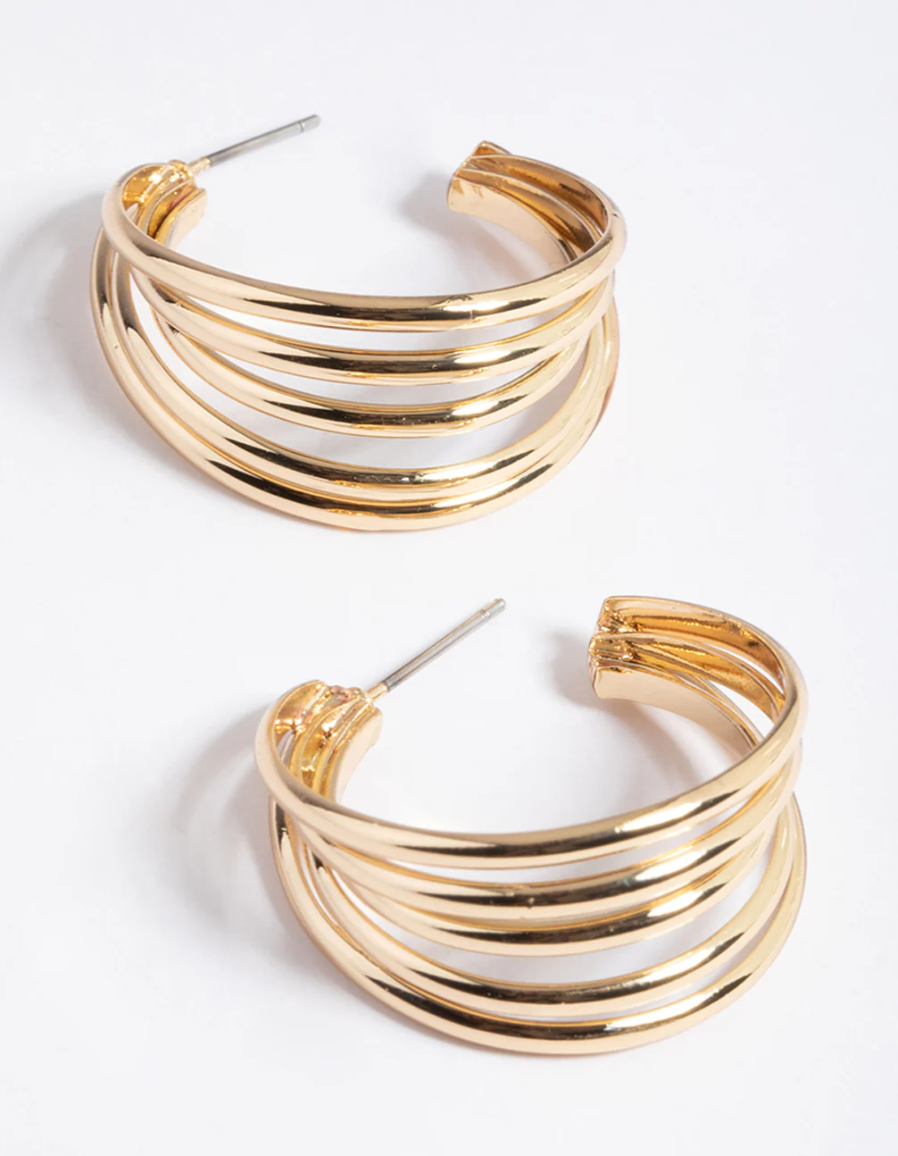 Gold Plated Brass Open Hoop Earrings - Image 2