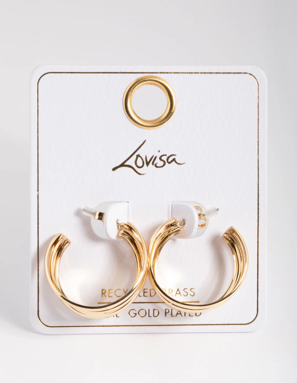 Gold Plated Brass Open Hoop Earrings - Image 3
