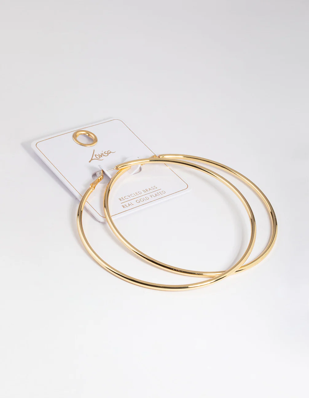 Gold Plated Brass Oversized Hoop Earrings - Image 3