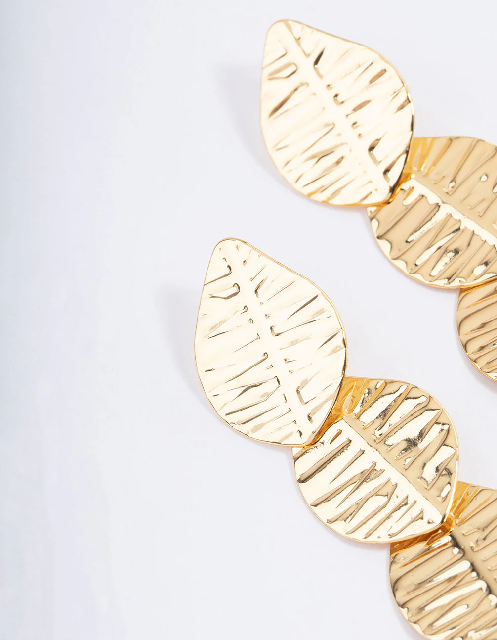 Gold Plated Brass Quad Leaf Drop Earrings - Image 2