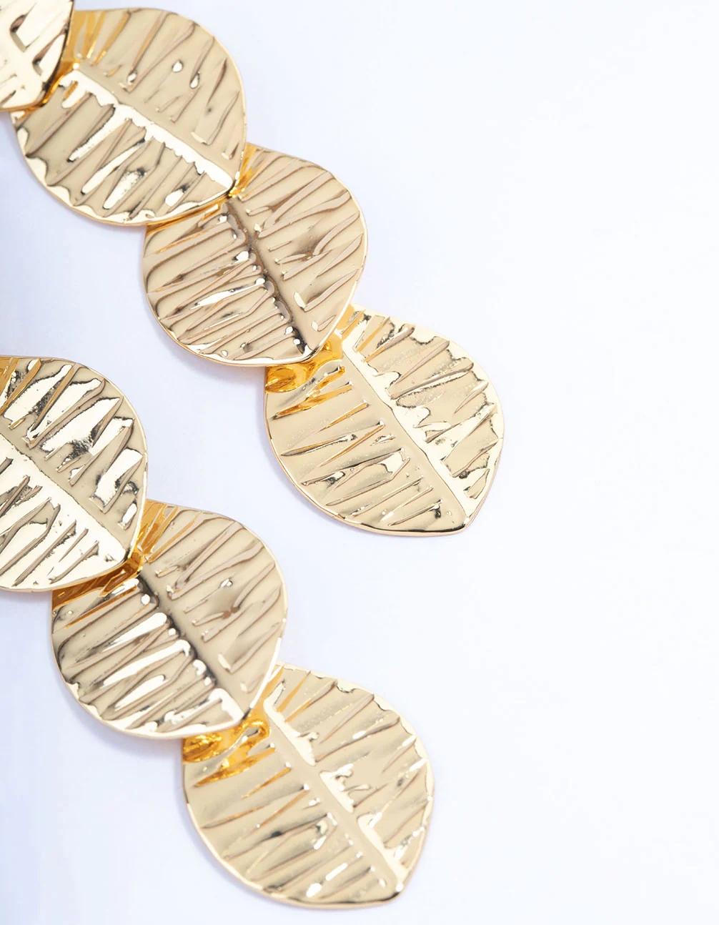 Gold Plated Brass Quad Leaf Drop Earrings - Image 3