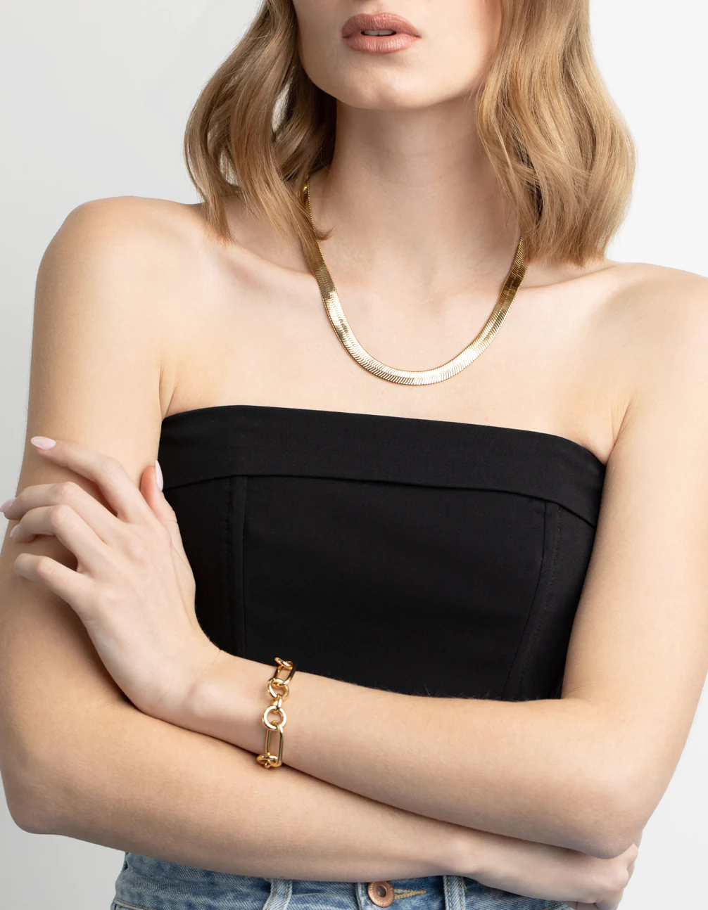 Gold Plated Rectangle Link Bracelet - Image 5