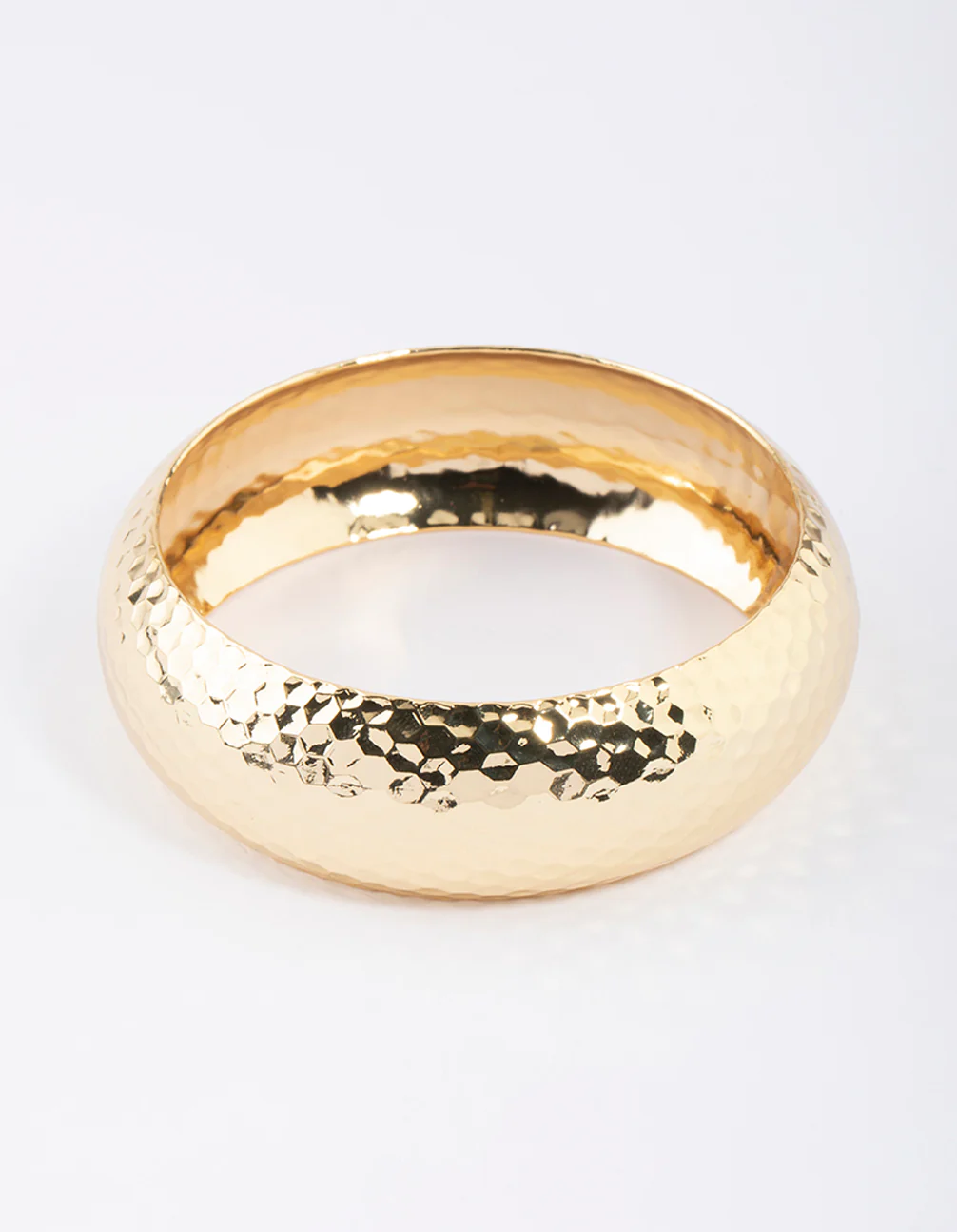 Gold Plated Brass Thick Basic Hammered Bangle