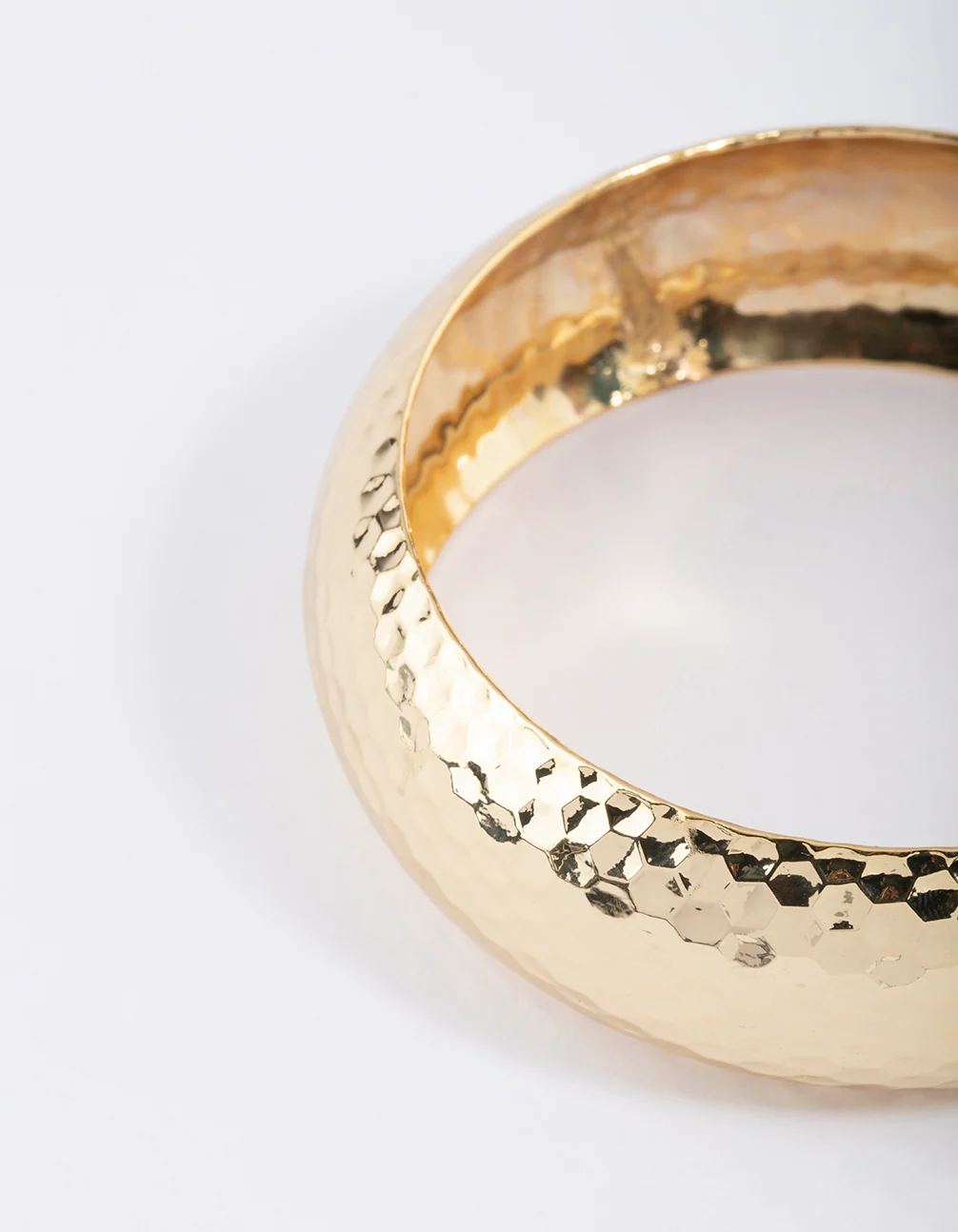 Gold Plated Brass Thick Basic Hammered Bangle - Image 3