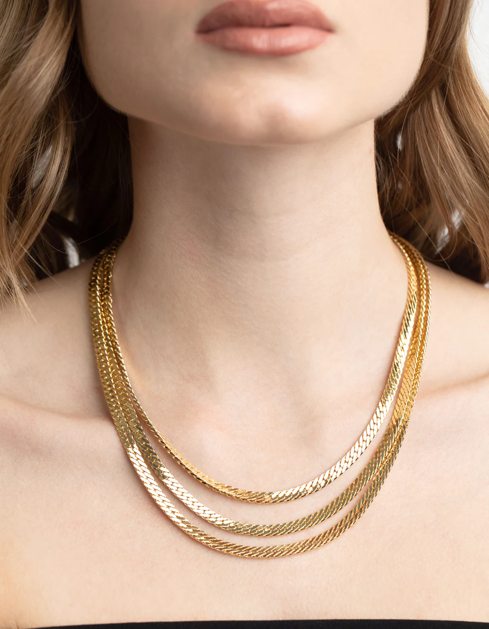 Gold Plated Snake Chain Layered Necklace - Image 2