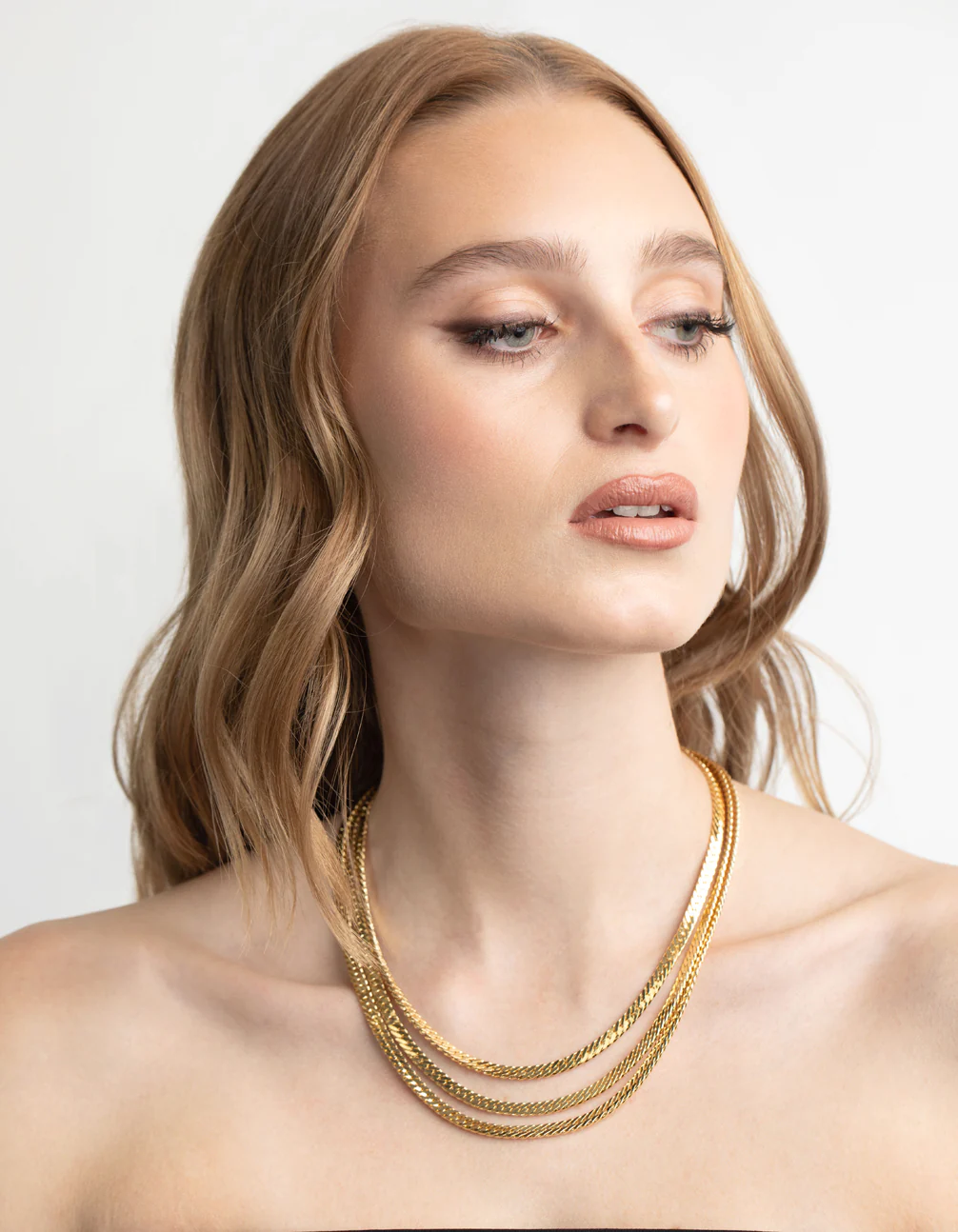Gold Plated Snake Chain Layered Necklace - Image 4