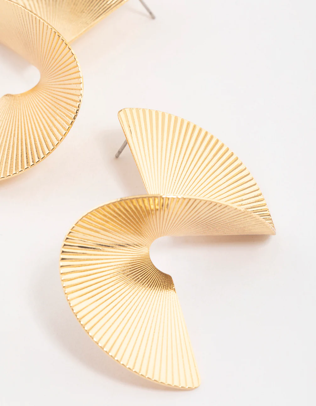 Gold Plated Brass Twisted Fan Earrings - Image 3