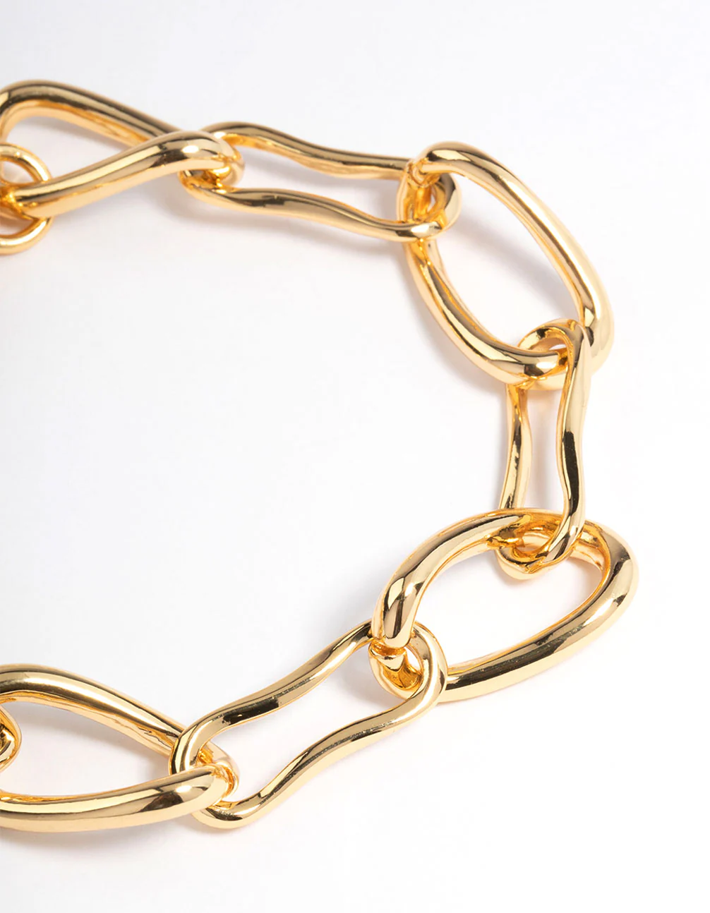 Gold Plated Brass Irregular Link Chain Bracelet - Image 2
