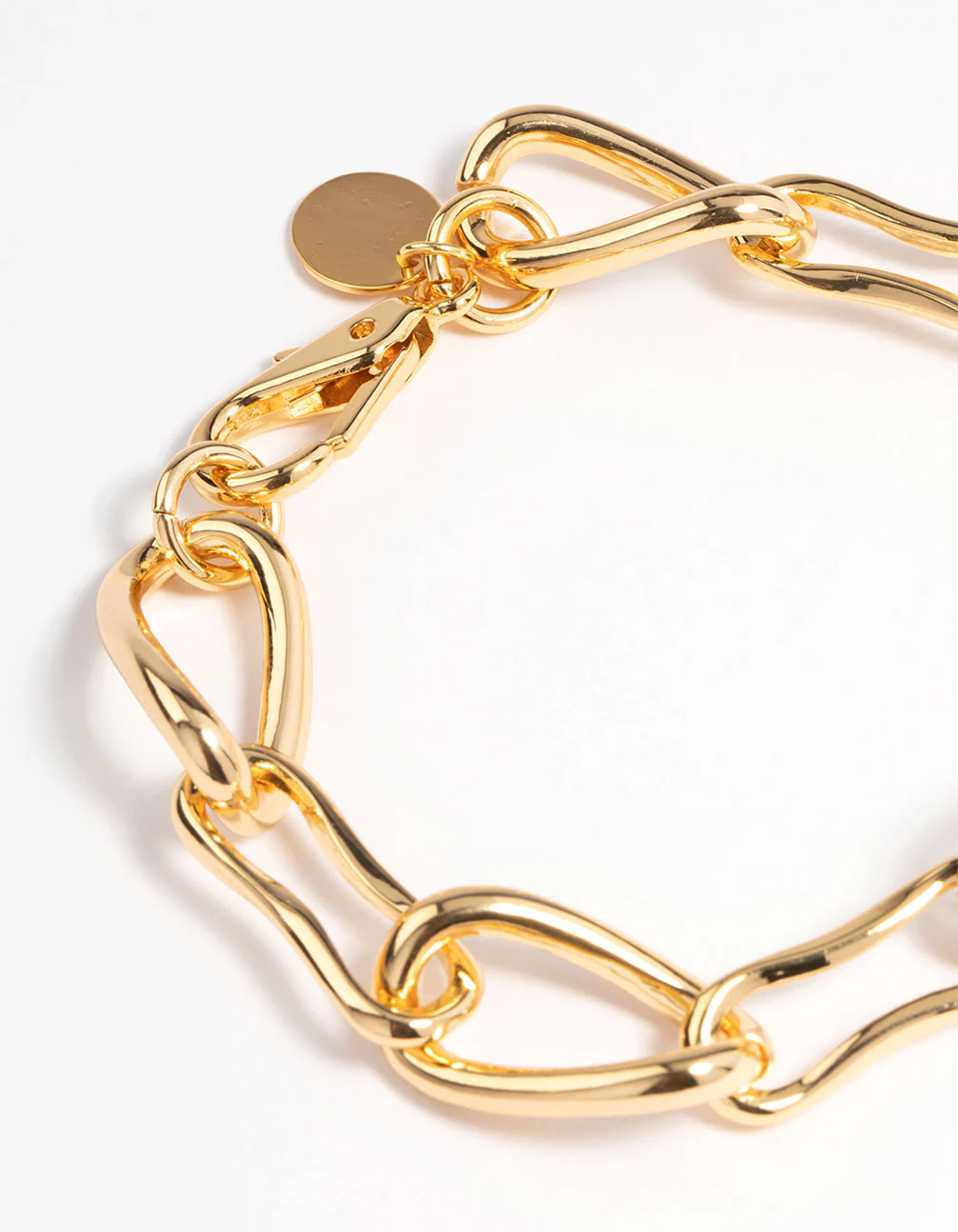 Gold Plated Brass Irregular Link Chain Bracelet - Image 3