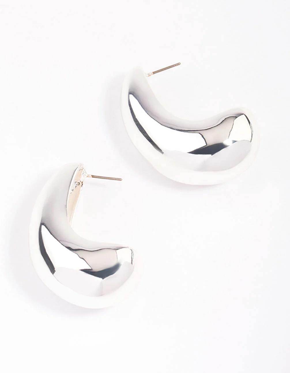 Silver Plated Brass Bold Wide Hoop Earrings - Image 3