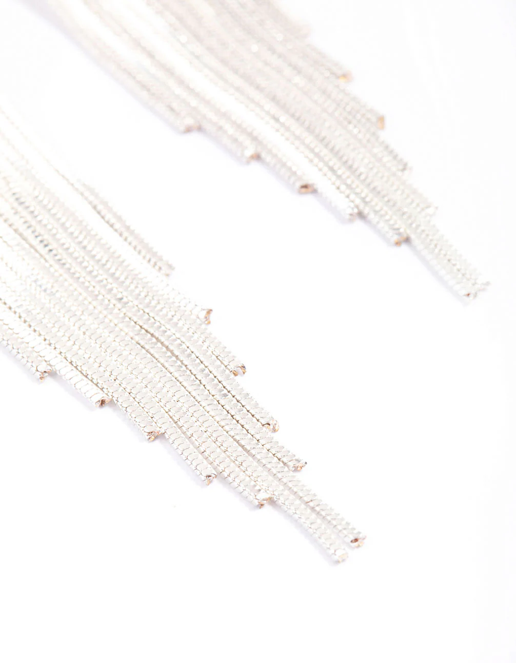 Silver Plated Brass Box Chain Drape Drop Earrings - Image 3
