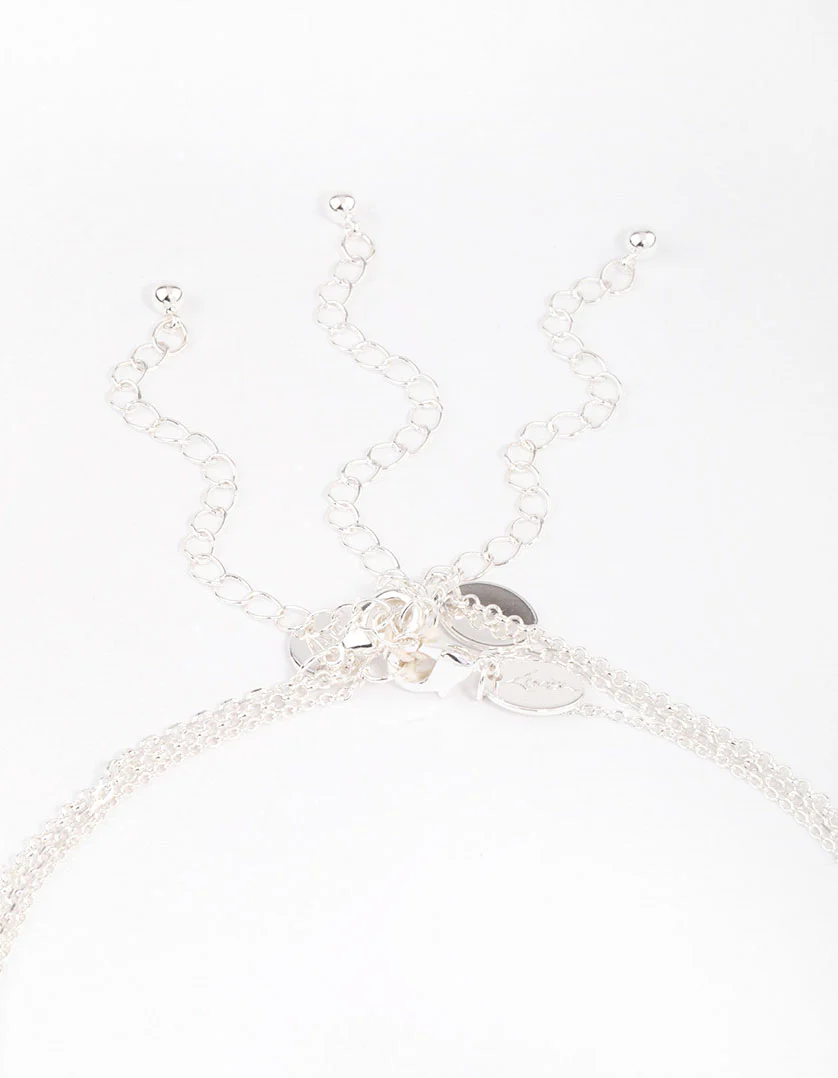 Silver Plated Brass Trio Layered Molten Disc Necklace - Image 3