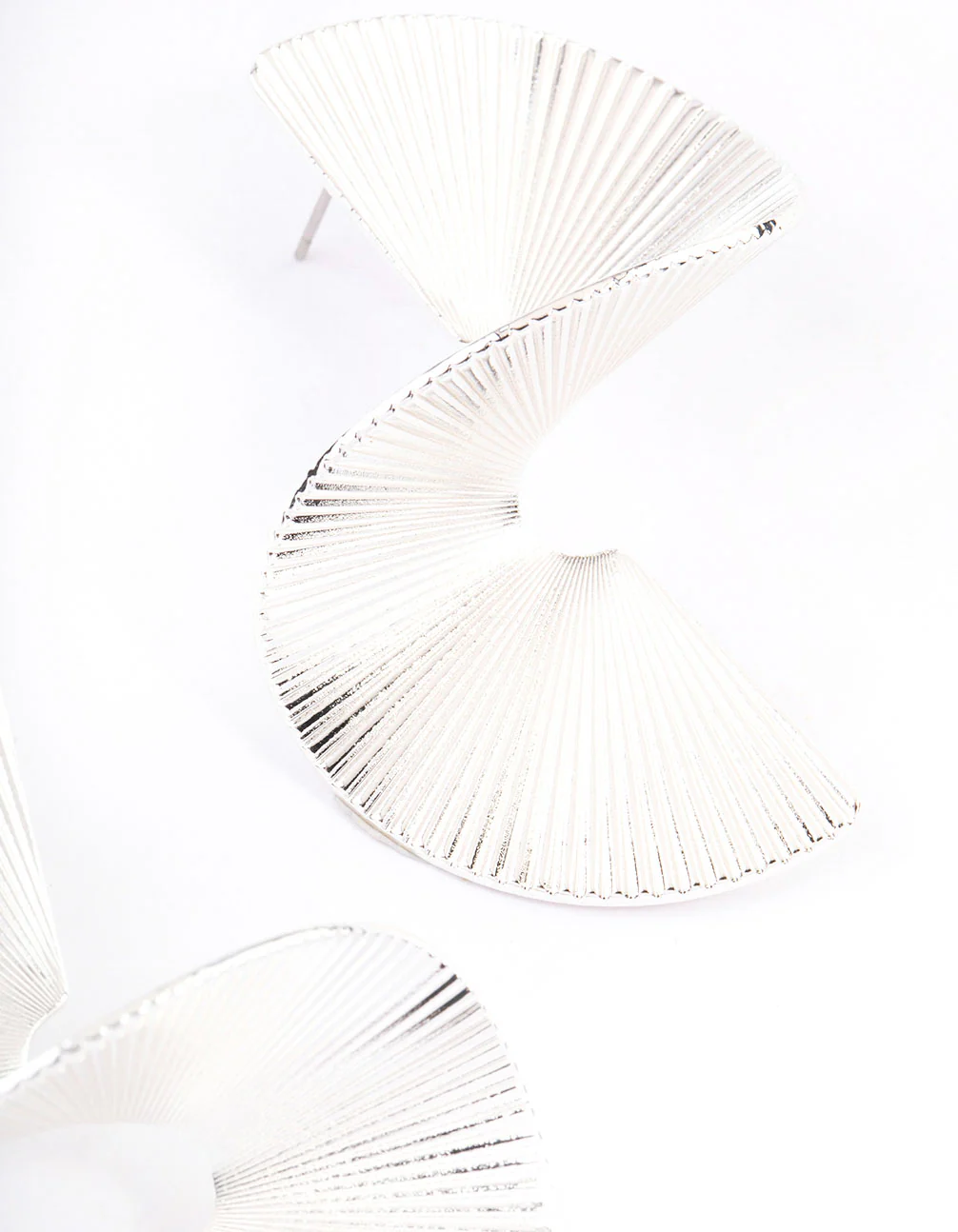 Silver Plated Brass Twisted Fan Earrings - Image 2
