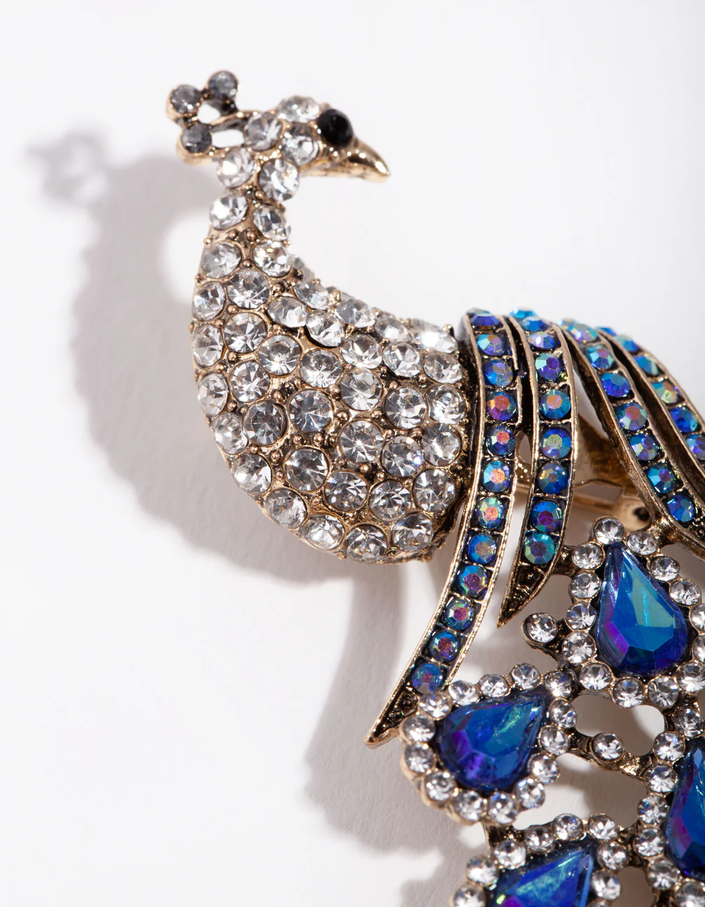 Antique Gold Diamante Peacock Broach - Image 3