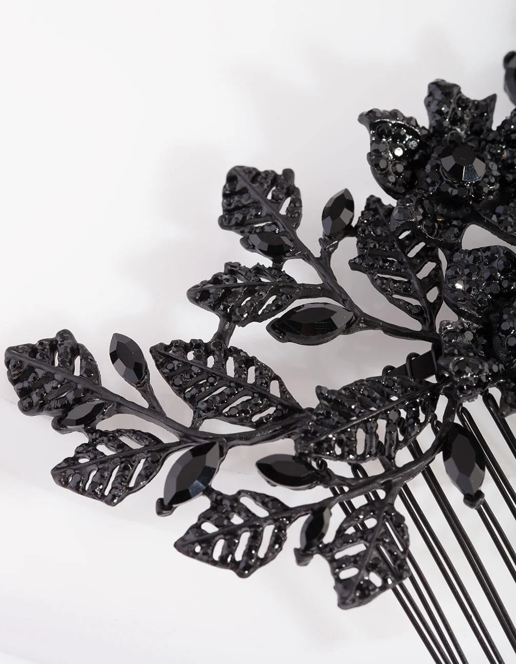 Black Diamante Floral Comb - Image 4